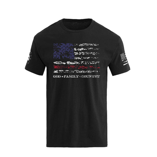 Men's GOD FAMILY COUNTRY American Flag Graphic T-Shirt