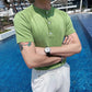 Men&#039;s Solid Color Short-Sleeved Sweater T-Shirt White M