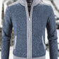 Men's Color Block Raglan Stand Collar Sweater Jacket Blue XXL
