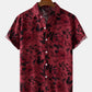 Mens Flower Plant Print Lapel Holiday Short Sleeve Shirts