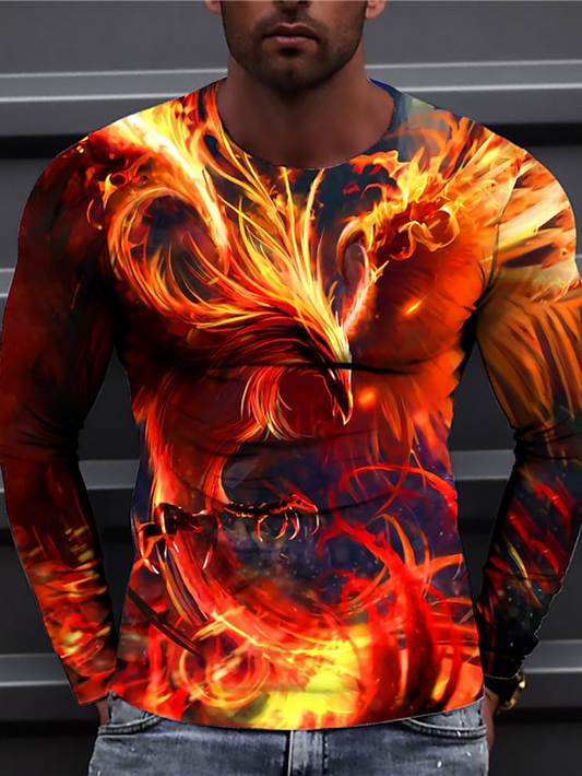 Men's 3D Abstract Print T-Shirt Orange S