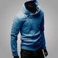 Side Zip Up Long Sleeve Plain Neck Hoodie For Men