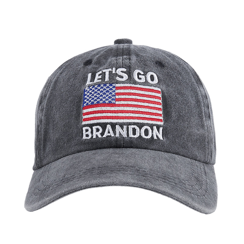 Men's LET'S GO BRANDON American Flag Embroidery Caps