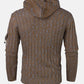 Mens Cable Knitted Toggle Front Warm Hooded Sweaters