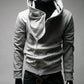 Side Zip Up Long Sleeve Plain Neck Hoodie For Men