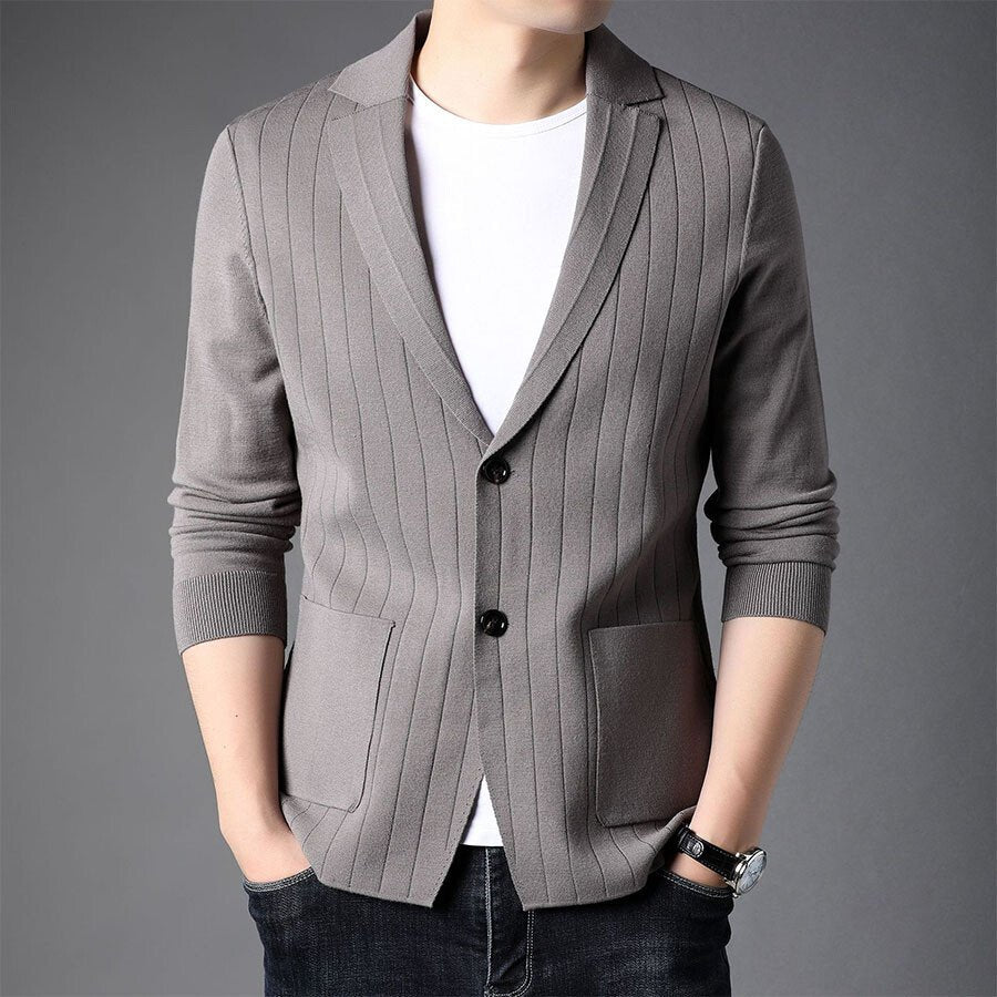 Men&#039;s Casual Knitted Cardigan Top Black L