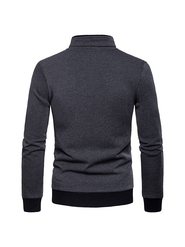 Men's Casual Stand-Collar Multi-Pocket Zipper Cardigan Top