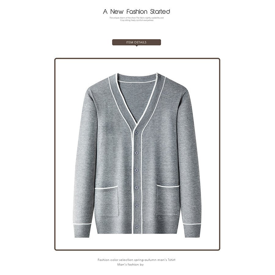 Men&#039;s Casual Knitted Cardigan Top Grey L