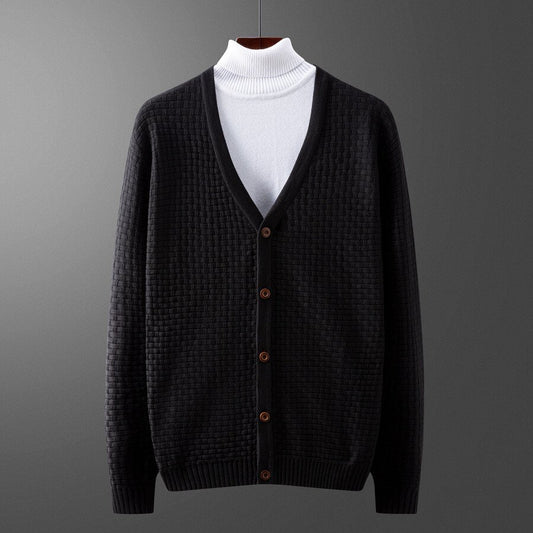 Men&#039;s  Cardigan Long Sleeve Sweater Black S