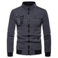 Men's Casual Stand-Collar Multi-Pocket Zipper Cardigan Top