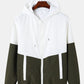 Mens Contrast Patchwork Zip Hooded Jacket Casual Sports Two Pieces Outfits