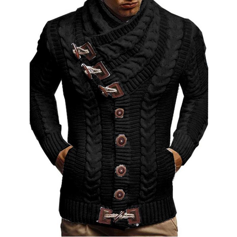 Men Two-tone Horn Button Sweater