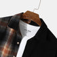Mens Corduroy Plaid Stitching Button Up Casual Long Sleeve Shirts