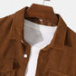 Mens Corduroy Solid Color Lapel Button Up Basics Long Sleeve Shirts