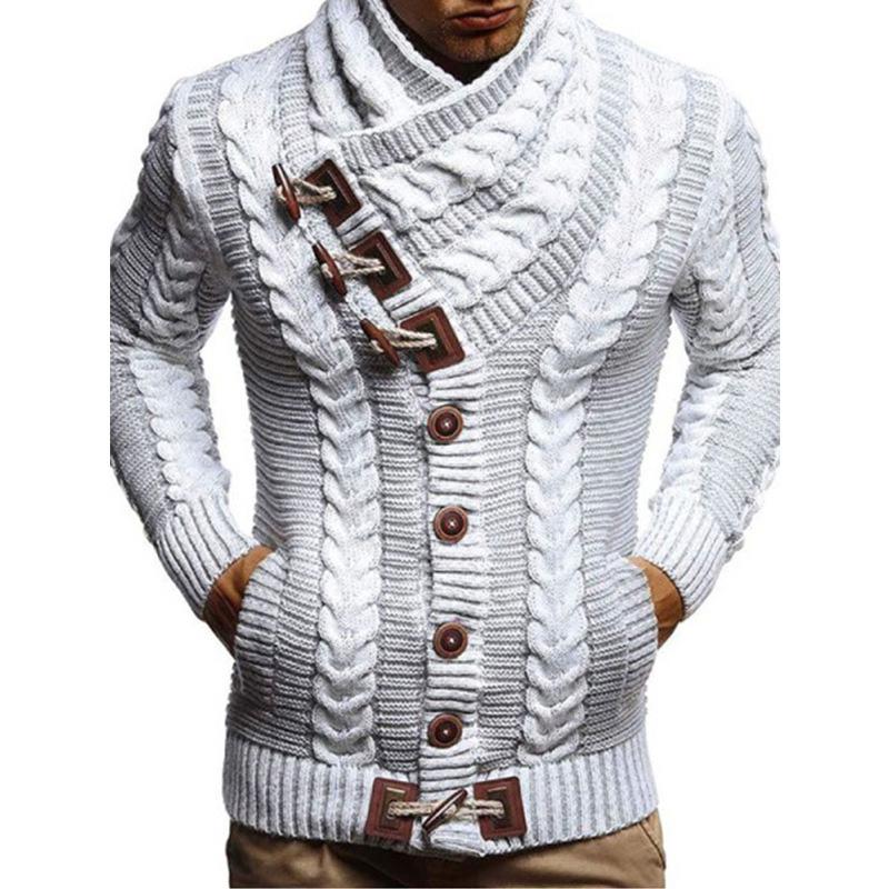 Men Two-tone Horn Button Sweater