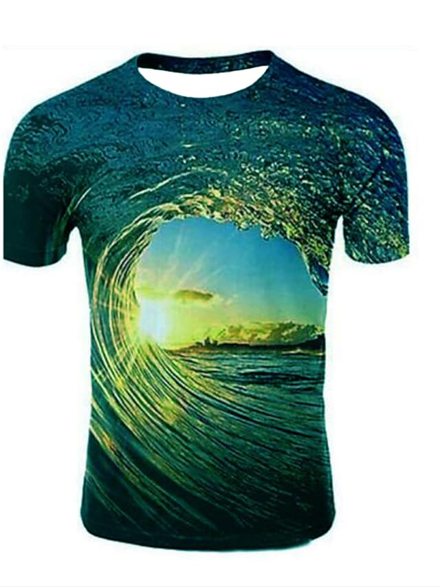 Men's 3D Abstract Print T-Shirt Light Purple XL