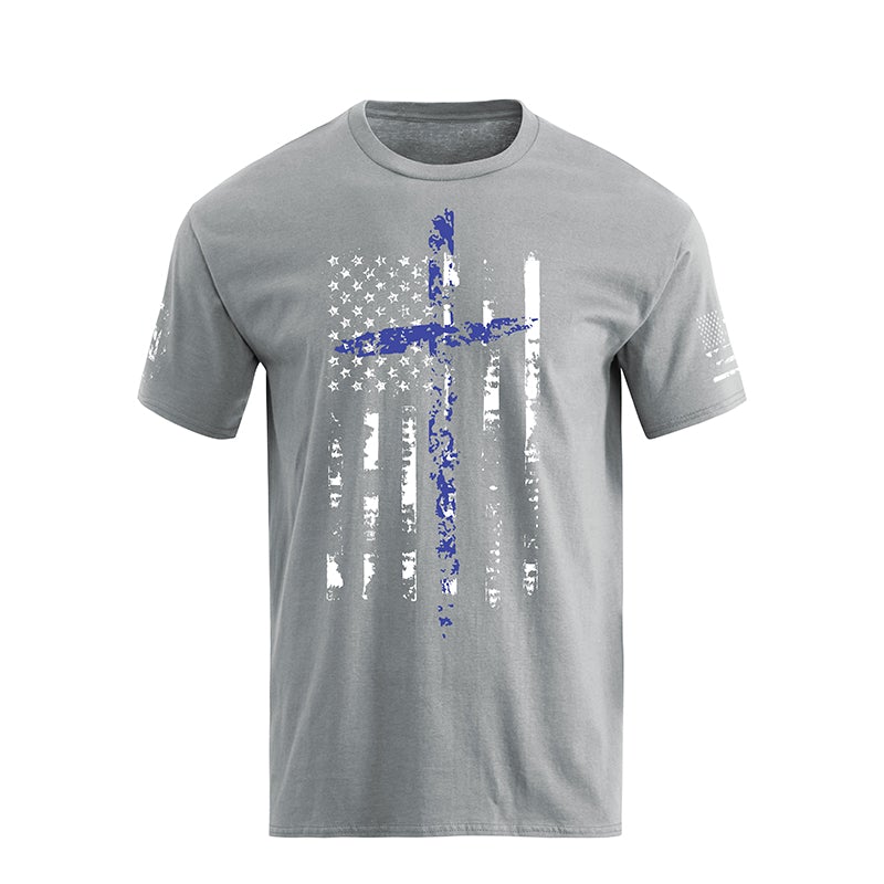 Men's American Flag Cross Overlay Graphic T-Shirt