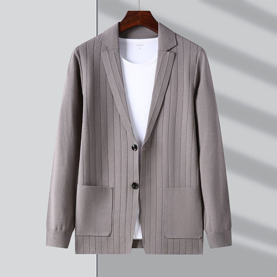 Men&#039;s Casual Knitted Cardigan Top Grey L