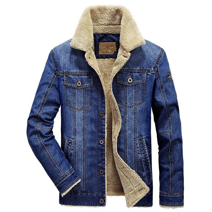 Men's Winter Denim Jacket Trendy Warm Wool Liner Coat Male Thicker Outwear Jean Jackets Men Cowboy Casual Outfits Plus Size 4XL