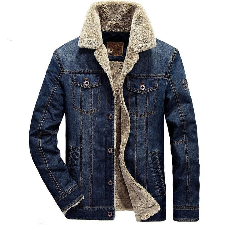 Men's Winter Denim Jacket Trendy Warm Wool Liner Coat Male Thicker Outwear Jean Jackets Men Cowboy Casual Outfits Plus Size 4XL