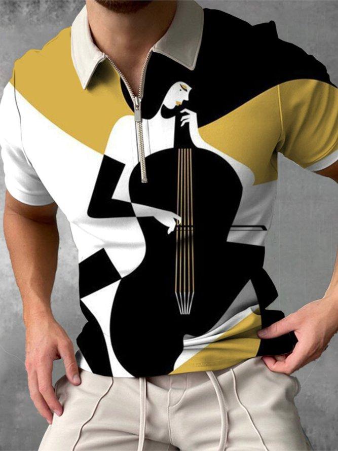Men's Ten Violin Pattern Casual Short Sleeve POLO Shirt