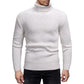 Mens Turtleneck Sweater Solid Color Slim Thick Sweater Knit