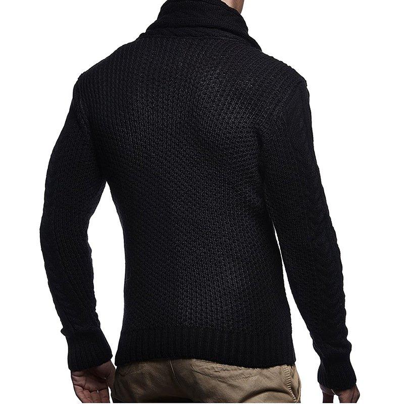 Men's solid color button turtleneck sweater