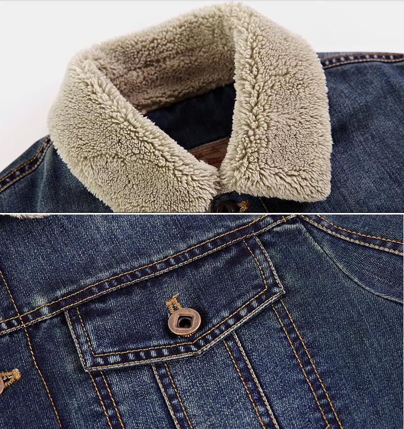 Men's Winter Denim Jacket Trendy Warm Wool Liner Coat Male Thicker Outwear Jean Jackets Men Cowboy Casual Outfits Plus Size 4XL