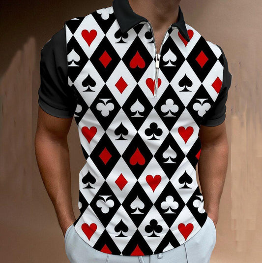 Men's Art Print Pattern Casual Short Sleeve POLO Shirt