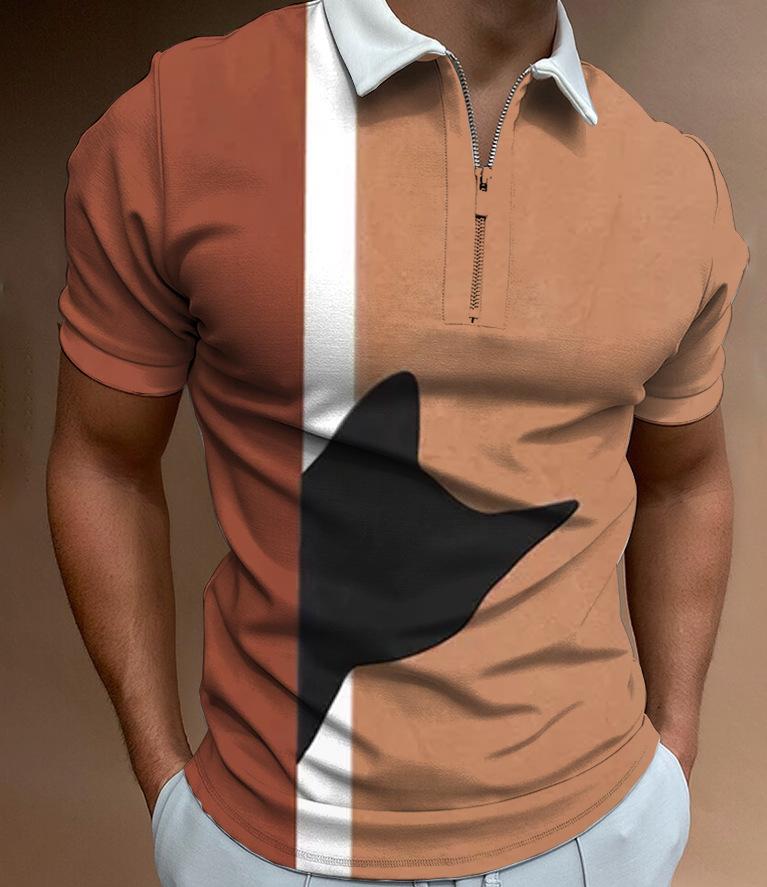 Men's Art Print Pattern Casual Short Sleeve POLO Shirt