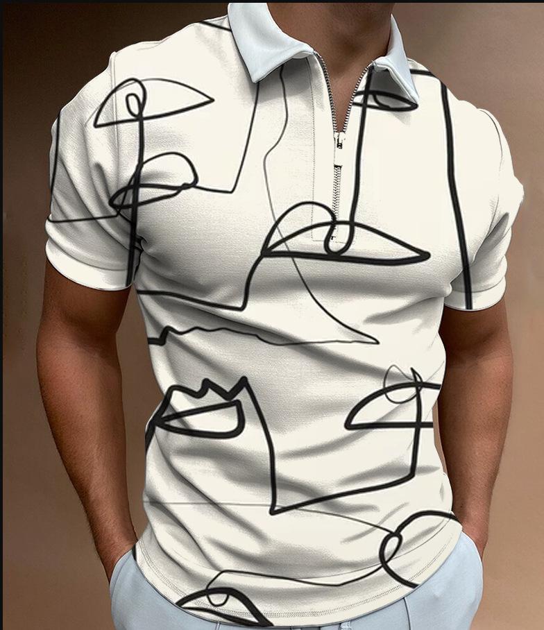 Men's Art Print Pattern Casual Short Sleeve POLO Shirt