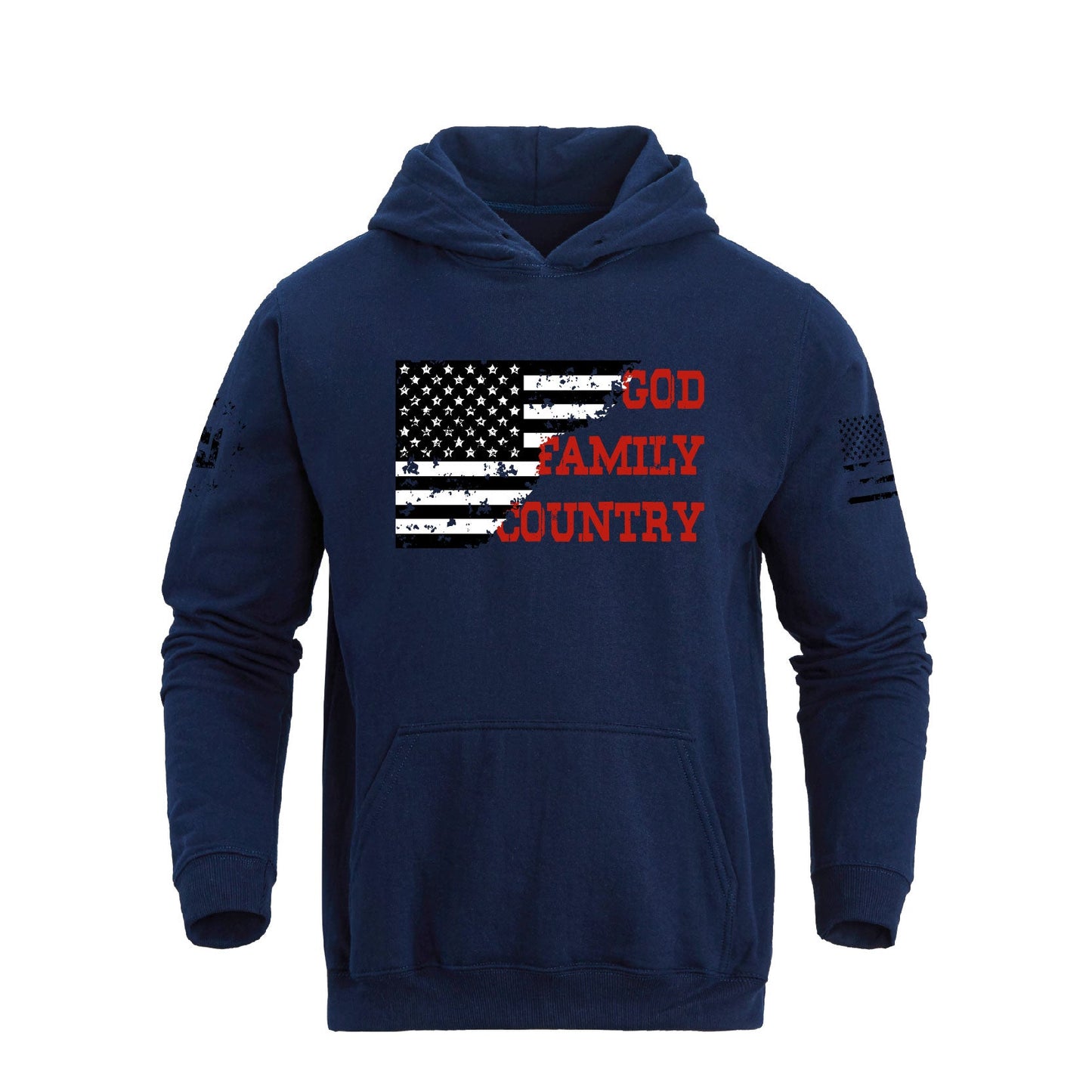 Men's 100% Cotton Patriotic American Flag GFC Midweight Hoodies