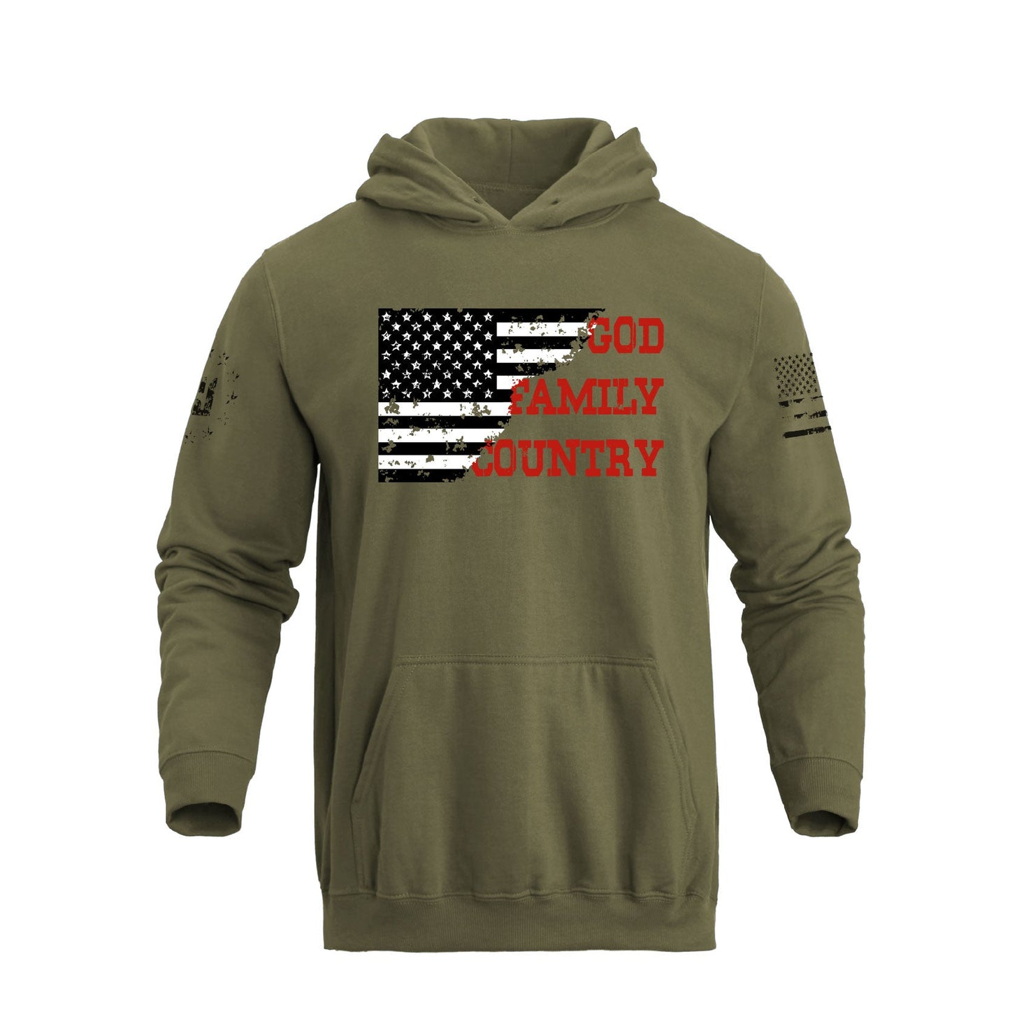 Men's 100% Cotton Patriotic American Flag GFC Midweight Hoodies