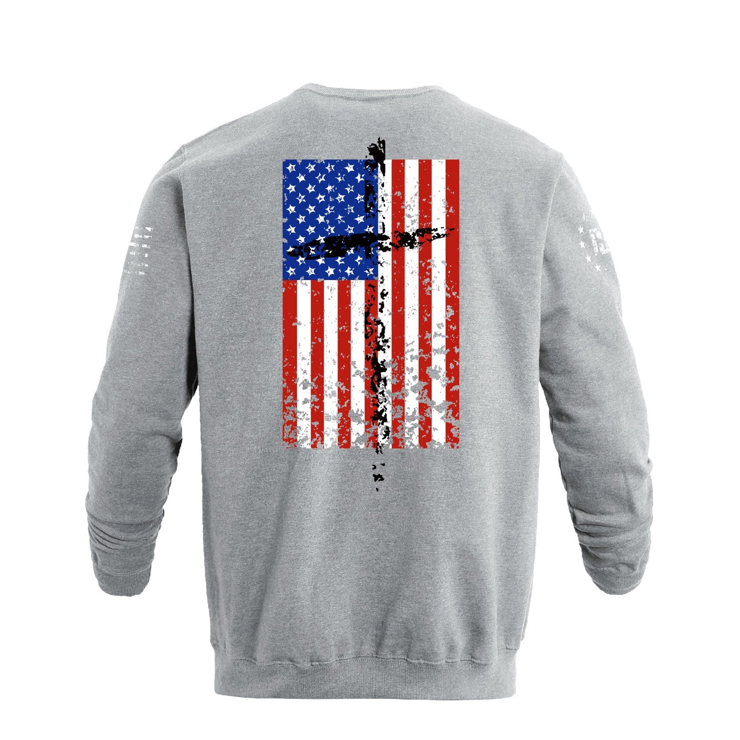 Men's 100% Cotton Patriotic American Flag  Cross Graphic Midweight Sweatshirts