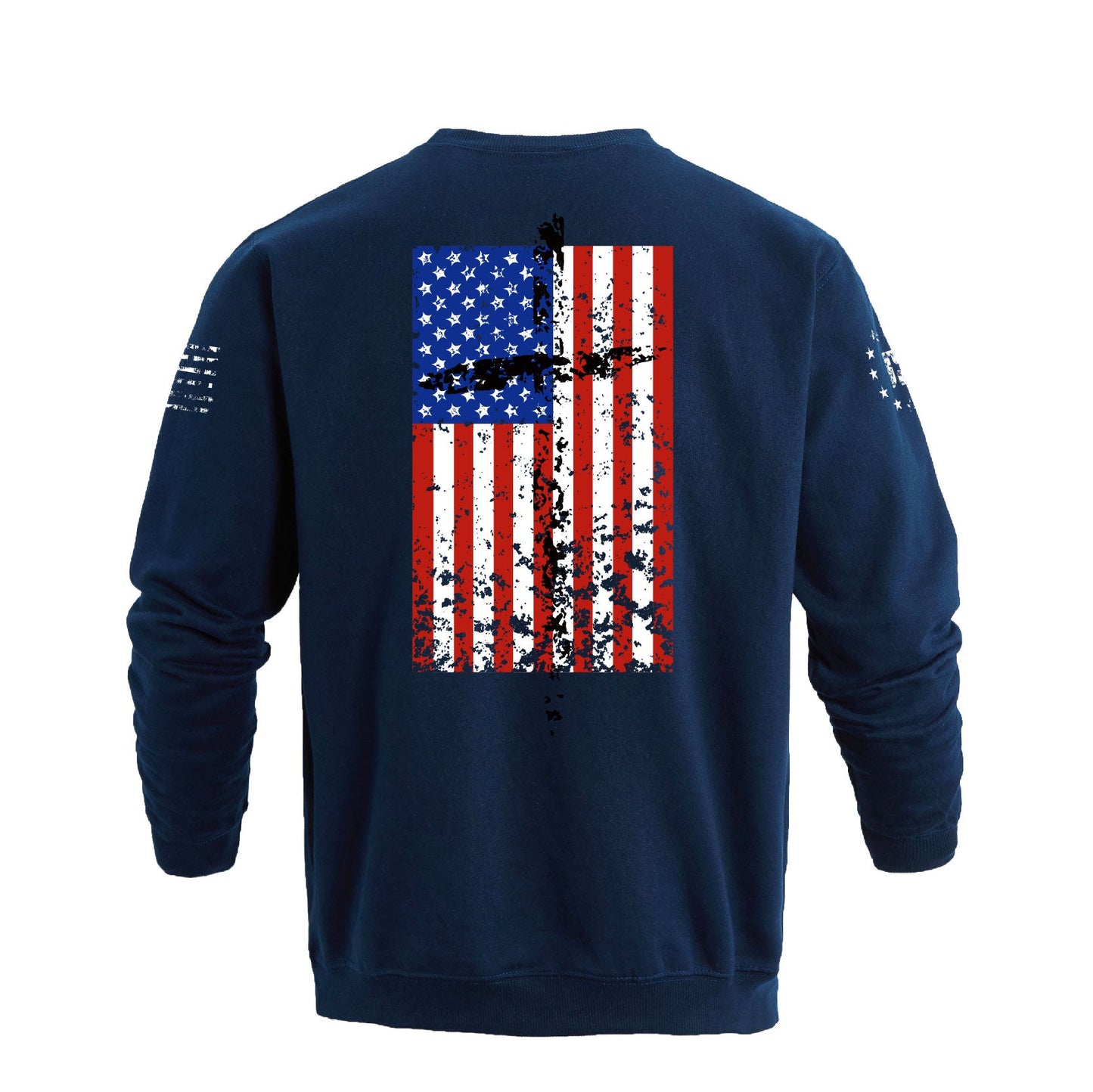 Men's 100% Cotton Patriotic American Flag  Cross Graphic Midweight Sweatshirts