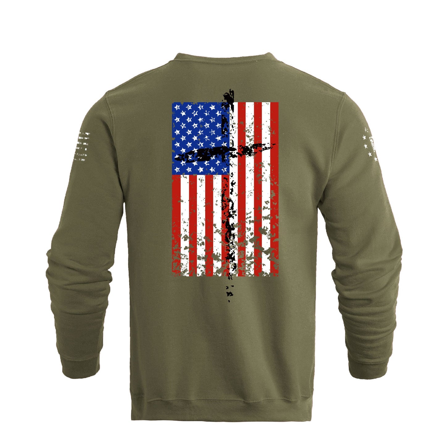 Men's 100% Cotton Patriotic American Flag  Cross Graphic Midweight Sweatshirts