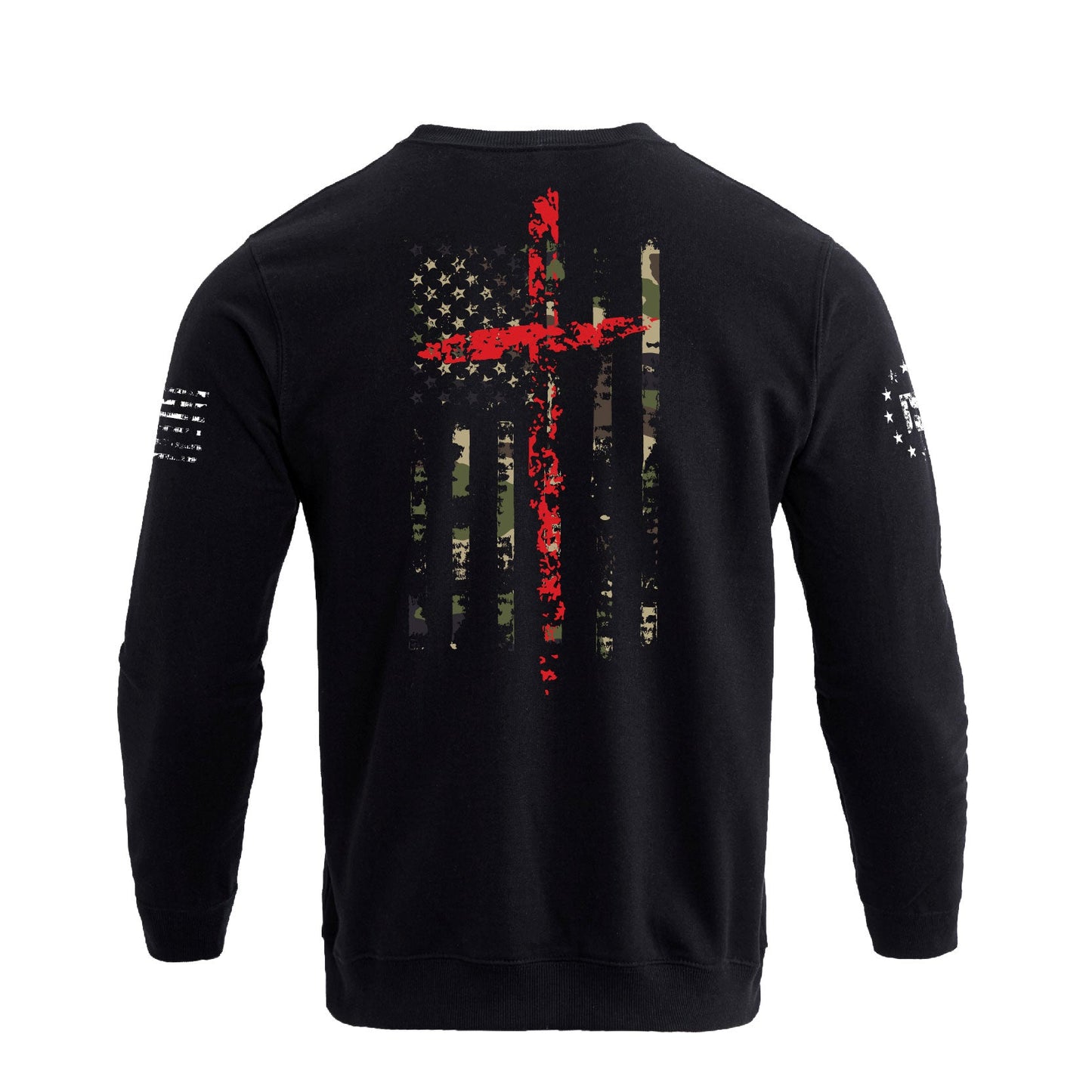 Men's 100% Cotton Patriotic American Flag Camouflage Cross Graphic Midweight Sweatshirts