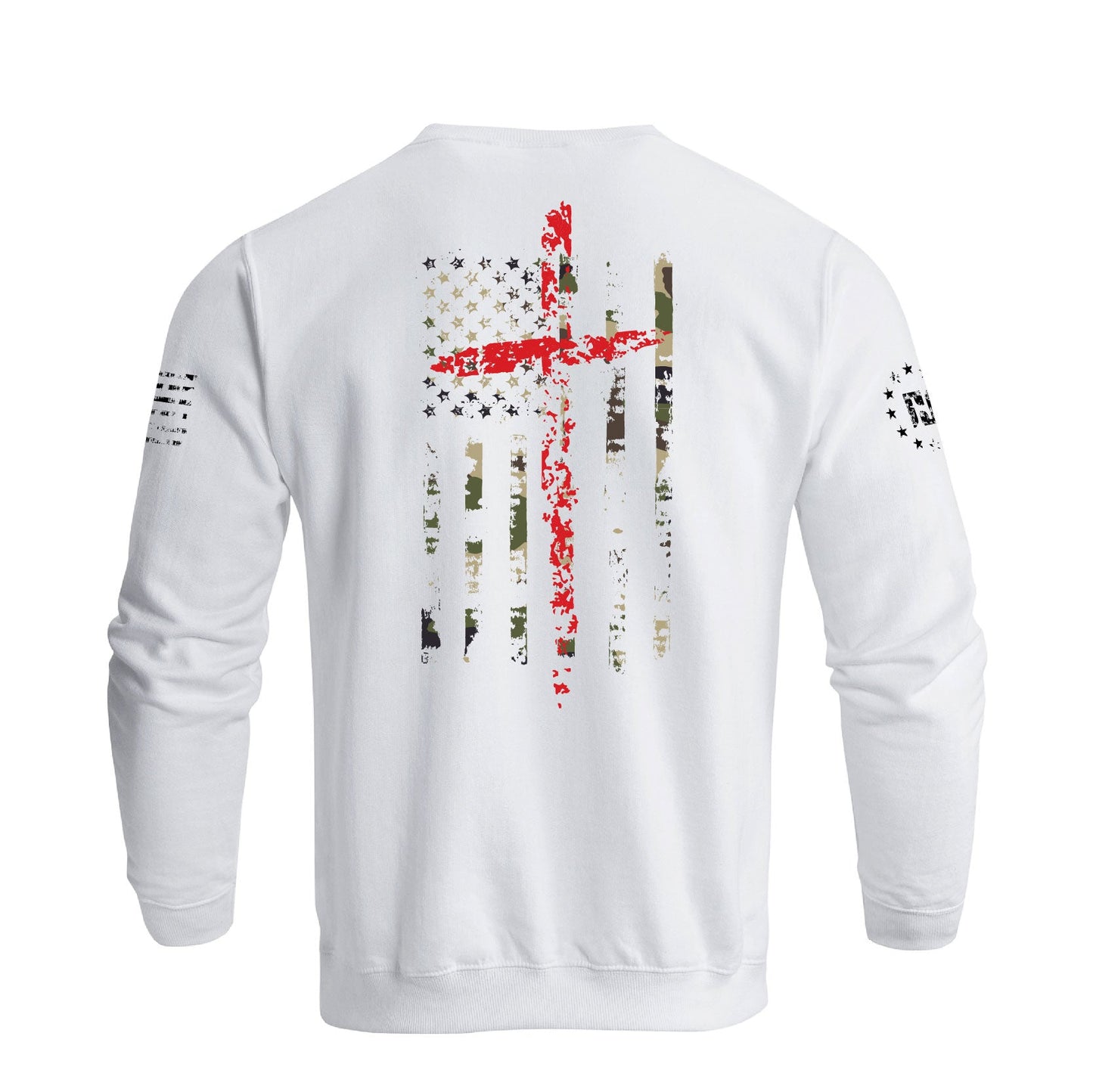 Men's 100% Cotton Patriotic American Flag Camouflage Cross Graphic Midweight Sweatshirts