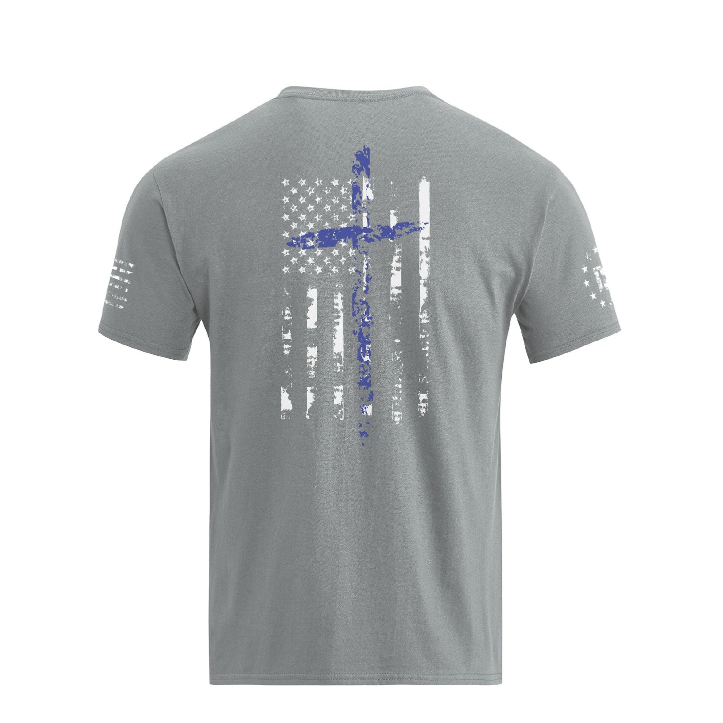 Men's 100% Cotton Patriotic American Flag with Cross Graphic T-shirts