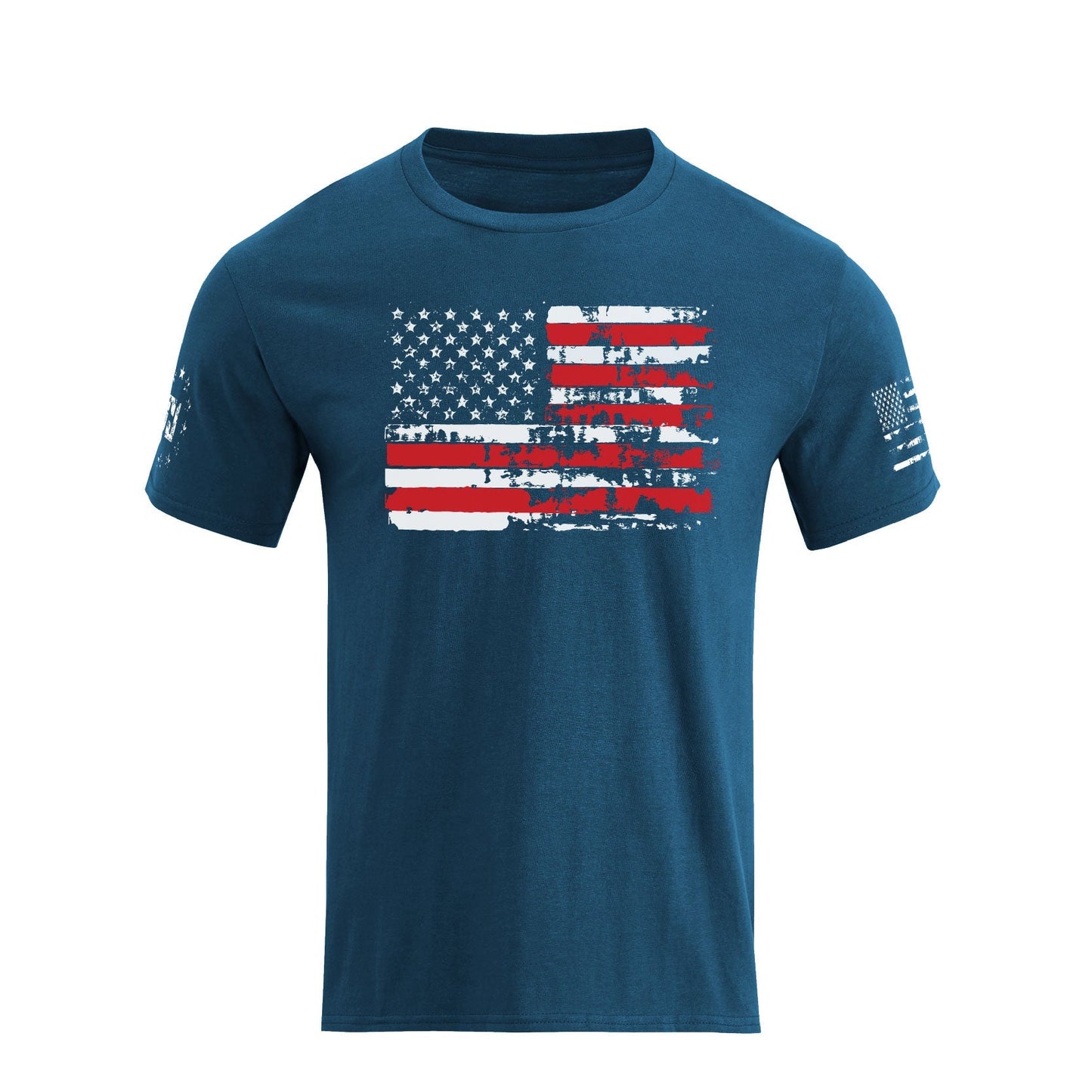 Men's 100% Cotton Patriotic American Flag Graphic Short-sleeve T-shirt