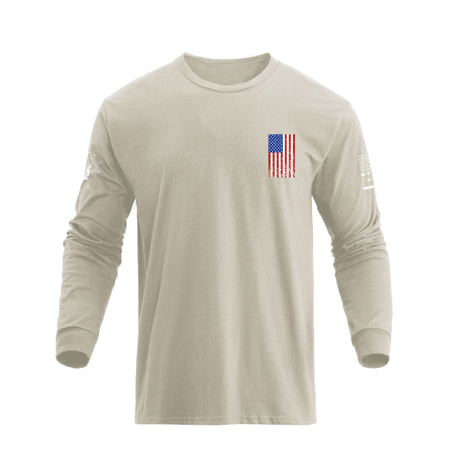 Men's 100% Cotton Patriotic American Flag Cross Graphic Midweight Long Sleeve T-shirts