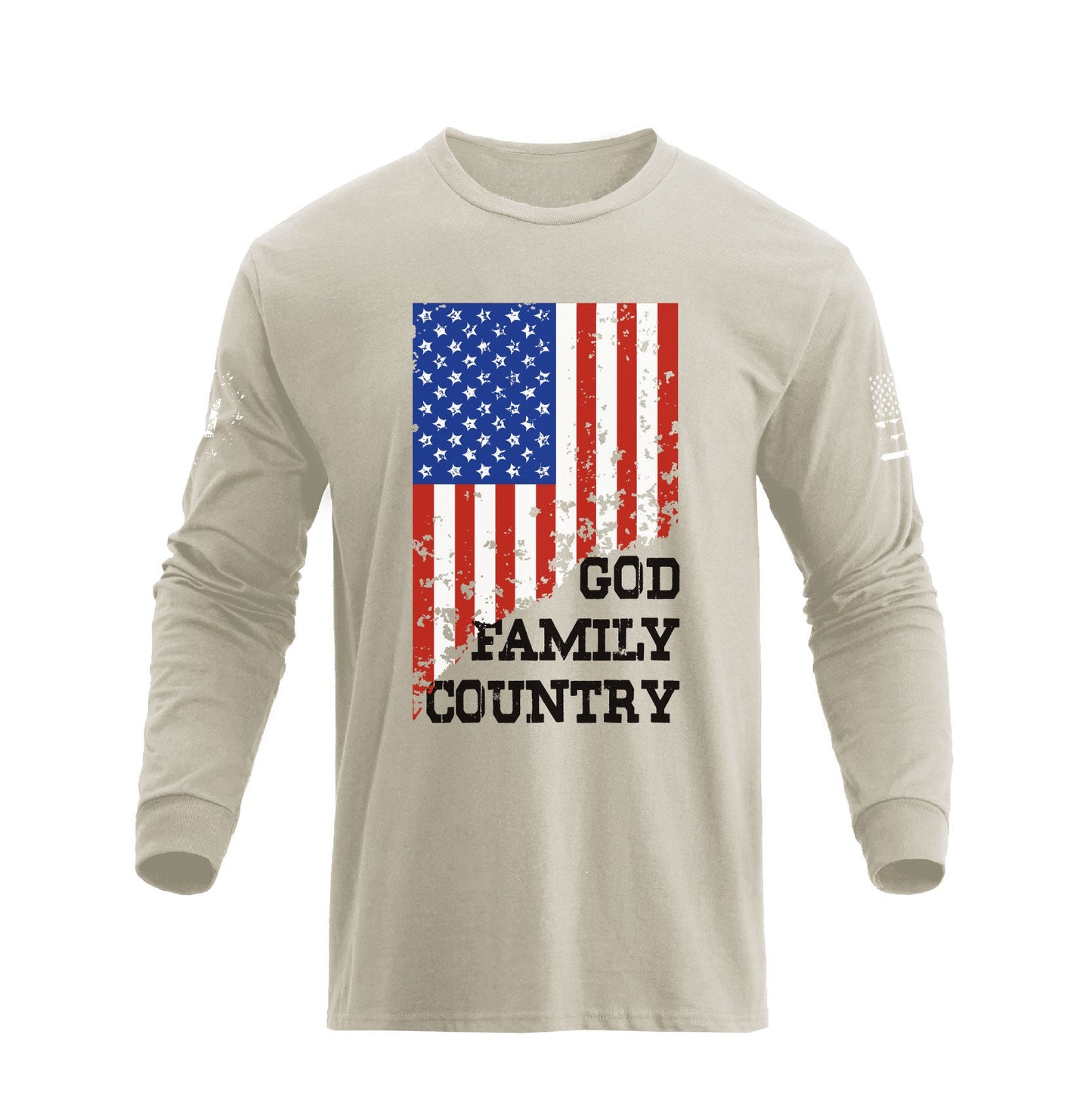 Men's 100% Cotton Patriotic American Flag GFC Graphic Midweight Long Sleeve T-shirts