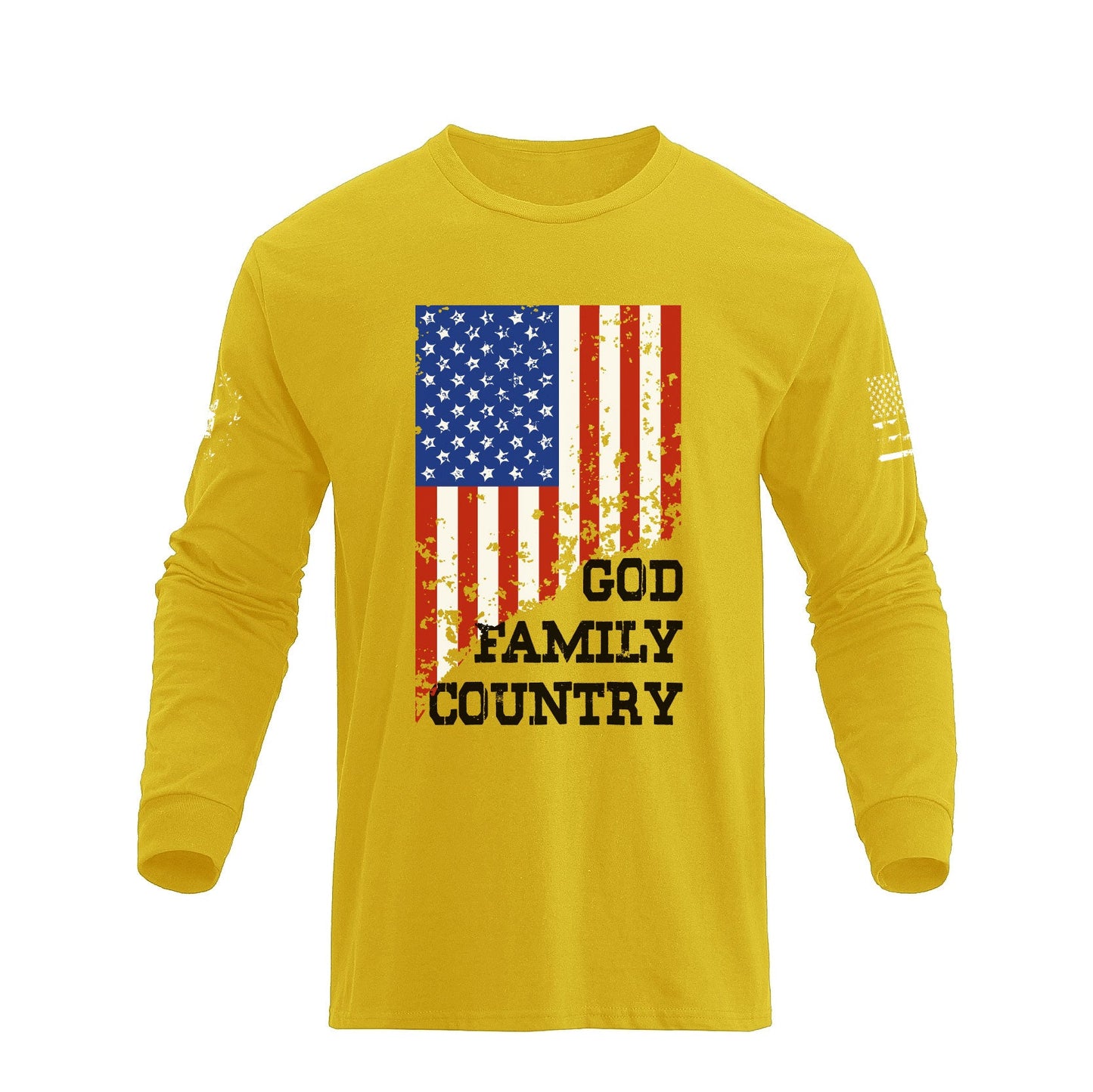 Men's 100% Cotton Patriotic American Flag GFC Graphic Midweight Long Sleeve T-shirts