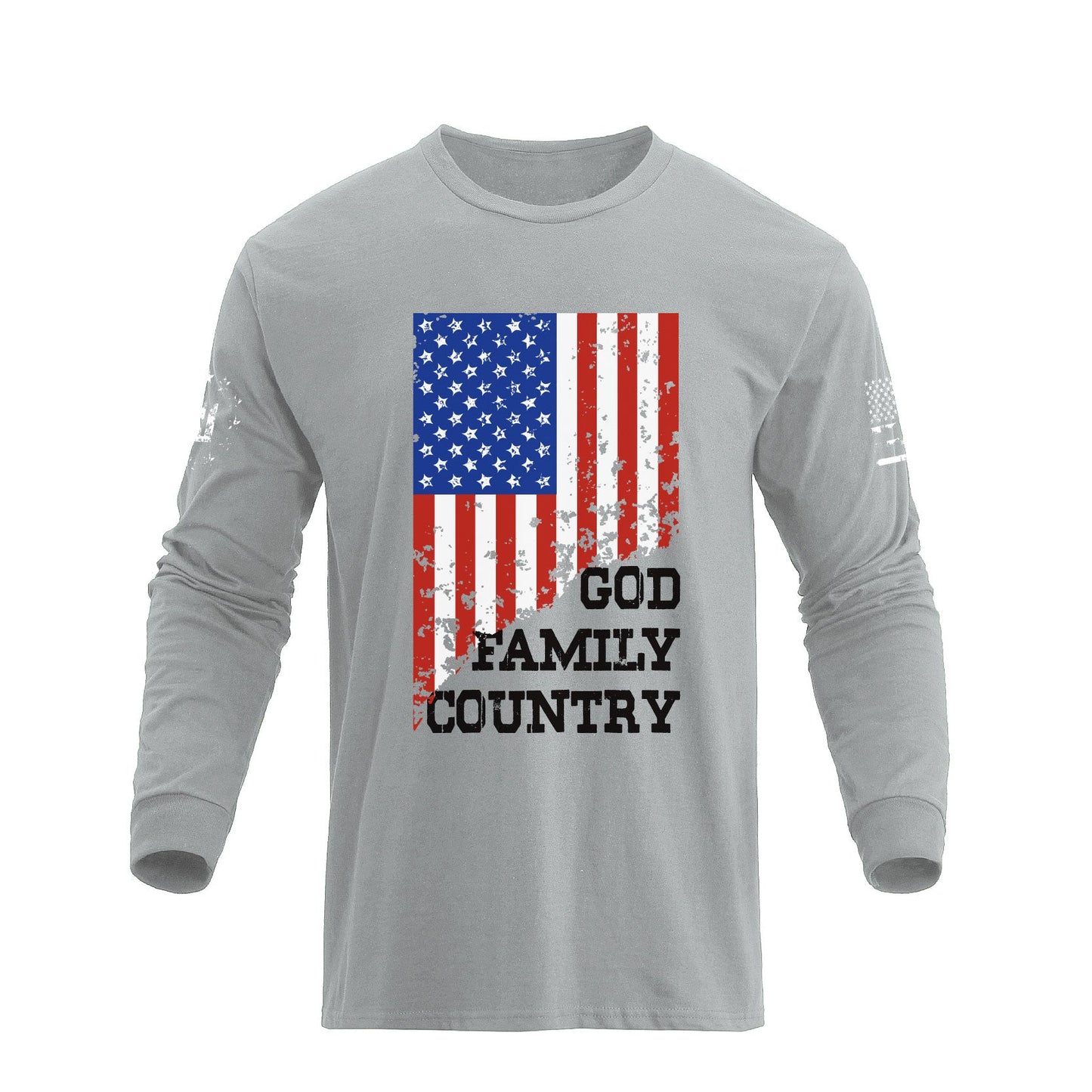 Men's 100% Cotton Patriotic American Flag GFC Graphic Midweight Long Sleeve T-shirts