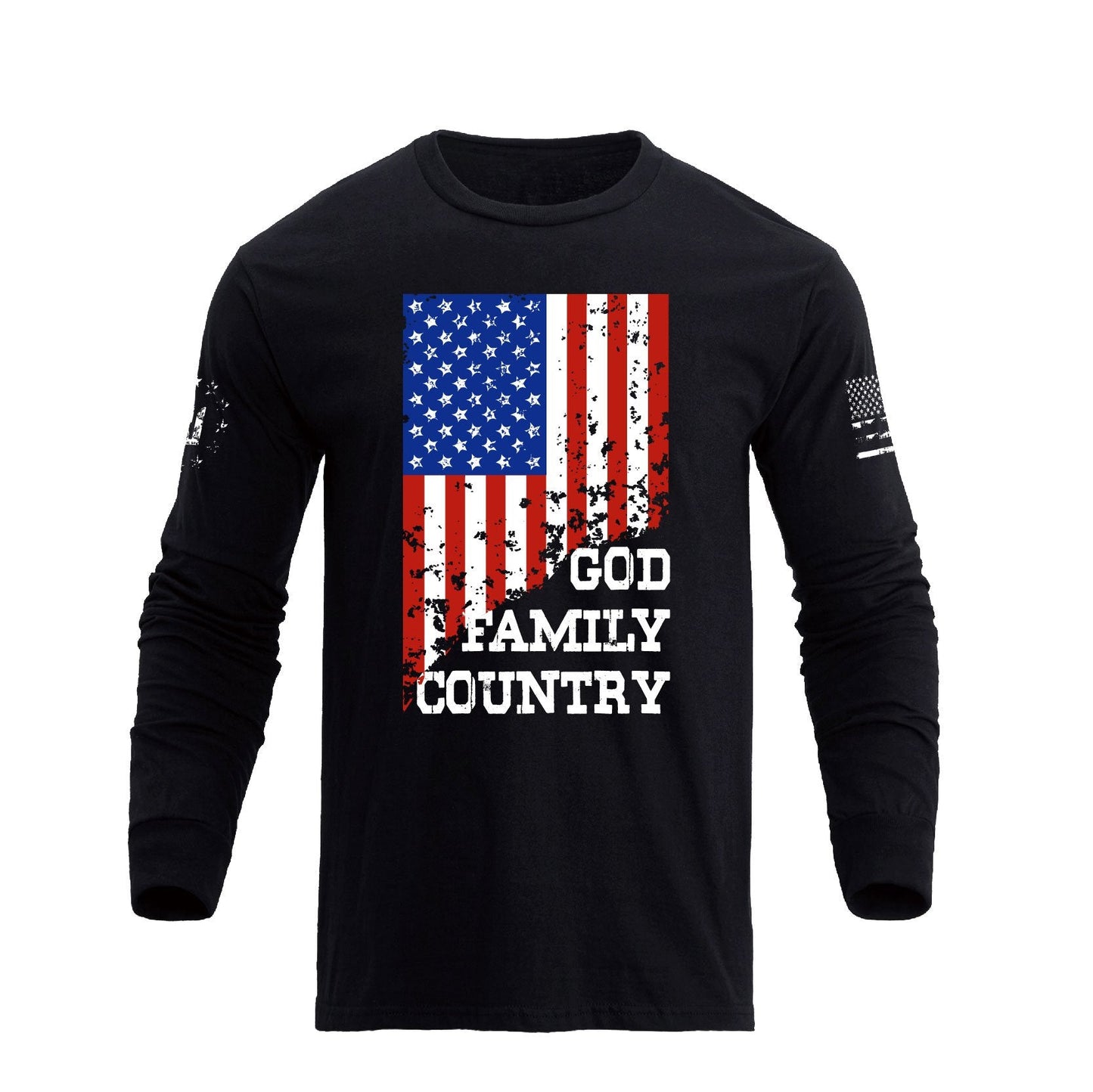 Men's 100% Cotton Patriotic American Flag GFC Graphic Midweight Long Sleeve T-shirts