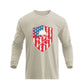Men's American Flag Shield with Skull Long Sleeve Graphic T-Shirt