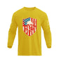 Men's American Flag Shield with Skull Long Sleeve Graphic T-Shirt