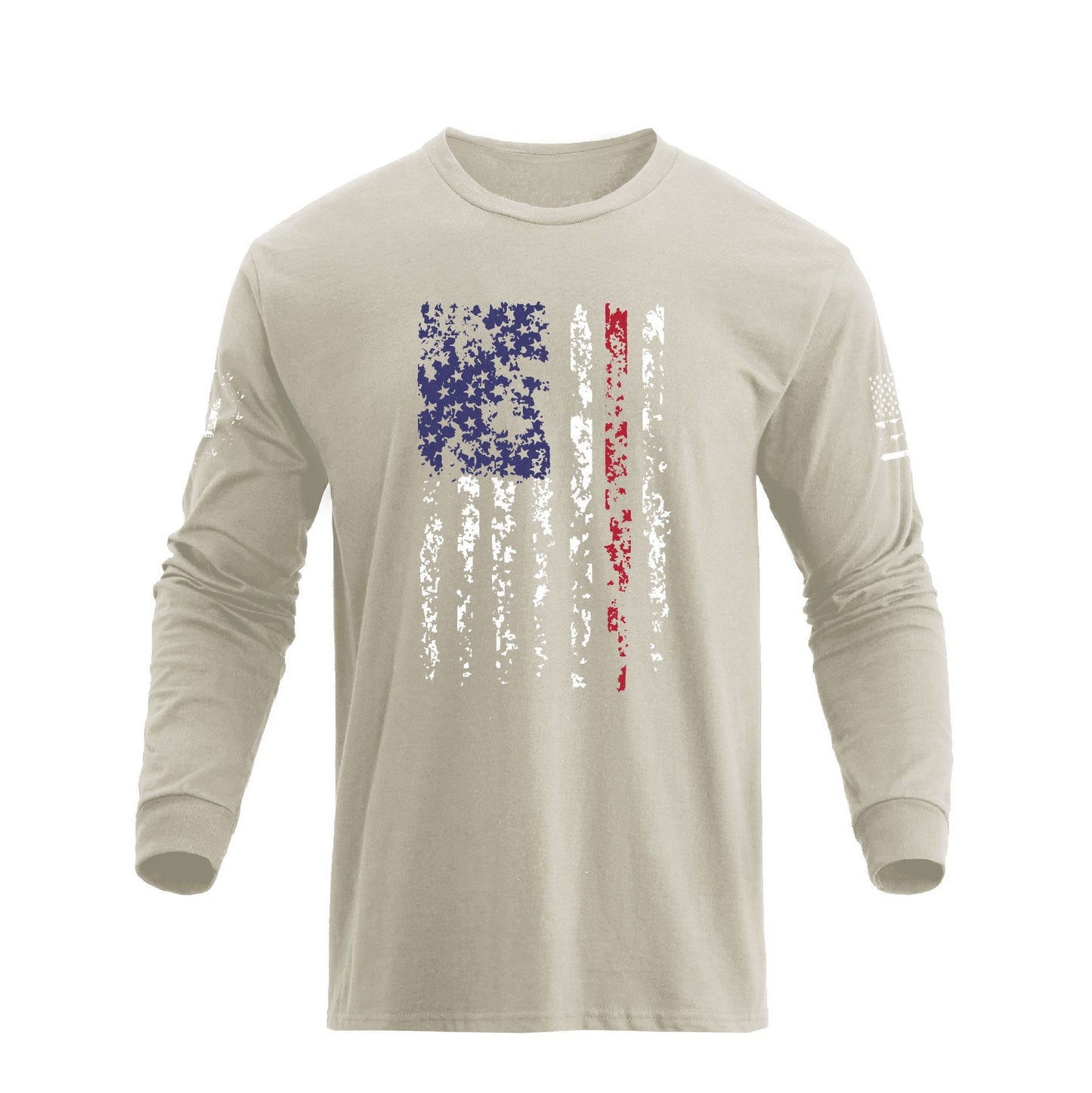 Men's American Flag Shield Graphic Long Sleeve  T-Shirt