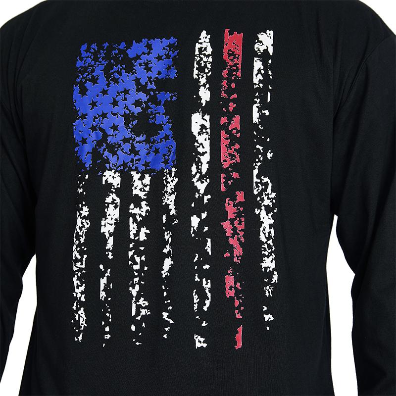 Men's American Flag Shield Graphic Long Sleeve  T-Shirt