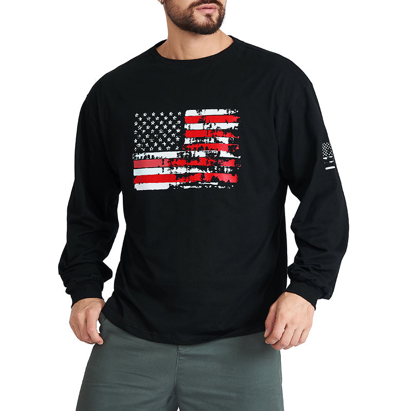 Men's American Flag Graphic Long Sleeve T-Shirt